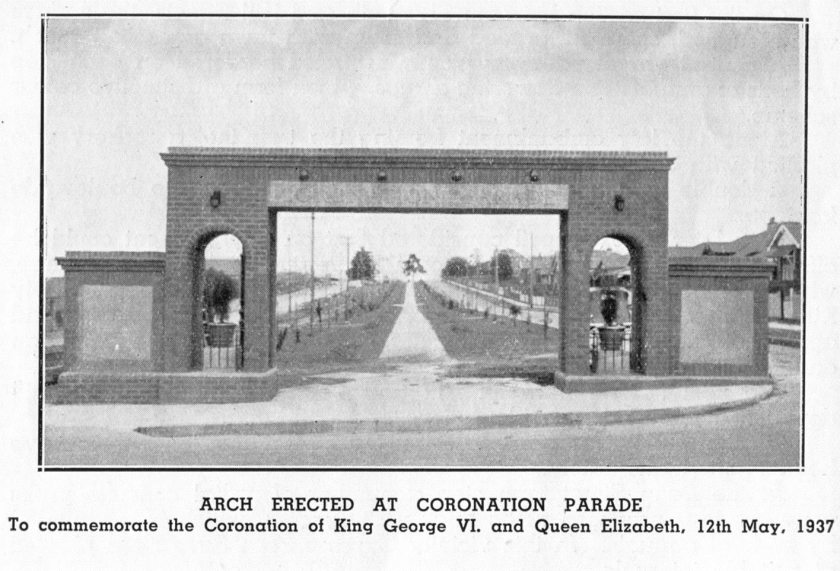 Coronation Arch Strathfield South 1936. Photo appeared in the Enfield Municipal Council Annual Report 1936.