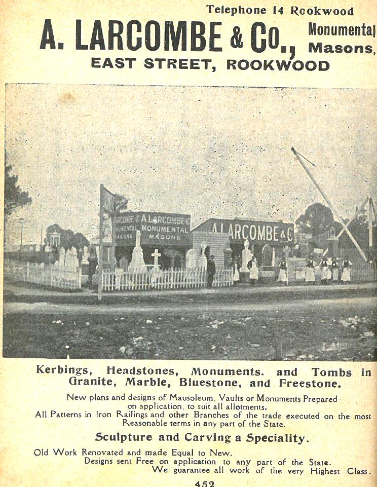 Larcombe &amp; Co Monumental Masons Wise 1920s