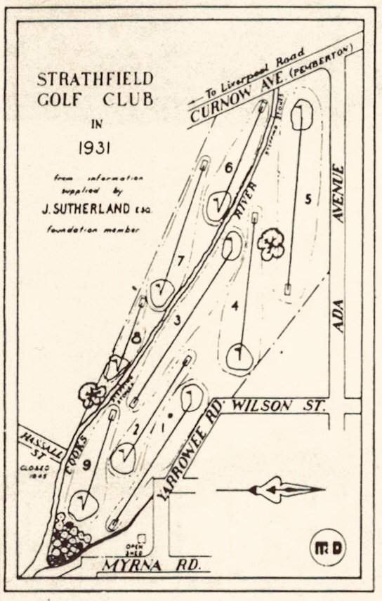 Map of original 1931 Strathfield Golf Club Course layout