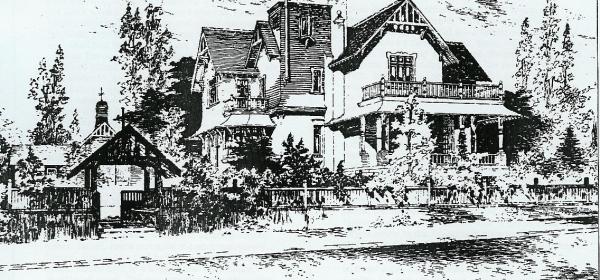 Illustration of Bickley designed by George Sydney Jones, now demolished. 20 Albyn Rd Strathfield. Appeared in Art & Architecture 1979.