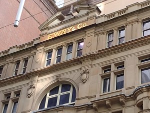 Facade of E Way & Co. Pitt St Mall. Photo Cathy Jones 2021
