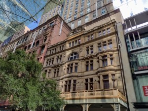 Former building and facade of E Way & Co. Pitt St Mall. Photo Cathy Jones 2021