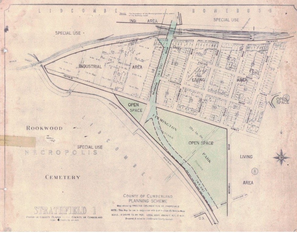 Map of proposed county road through Hudson Park c1950s