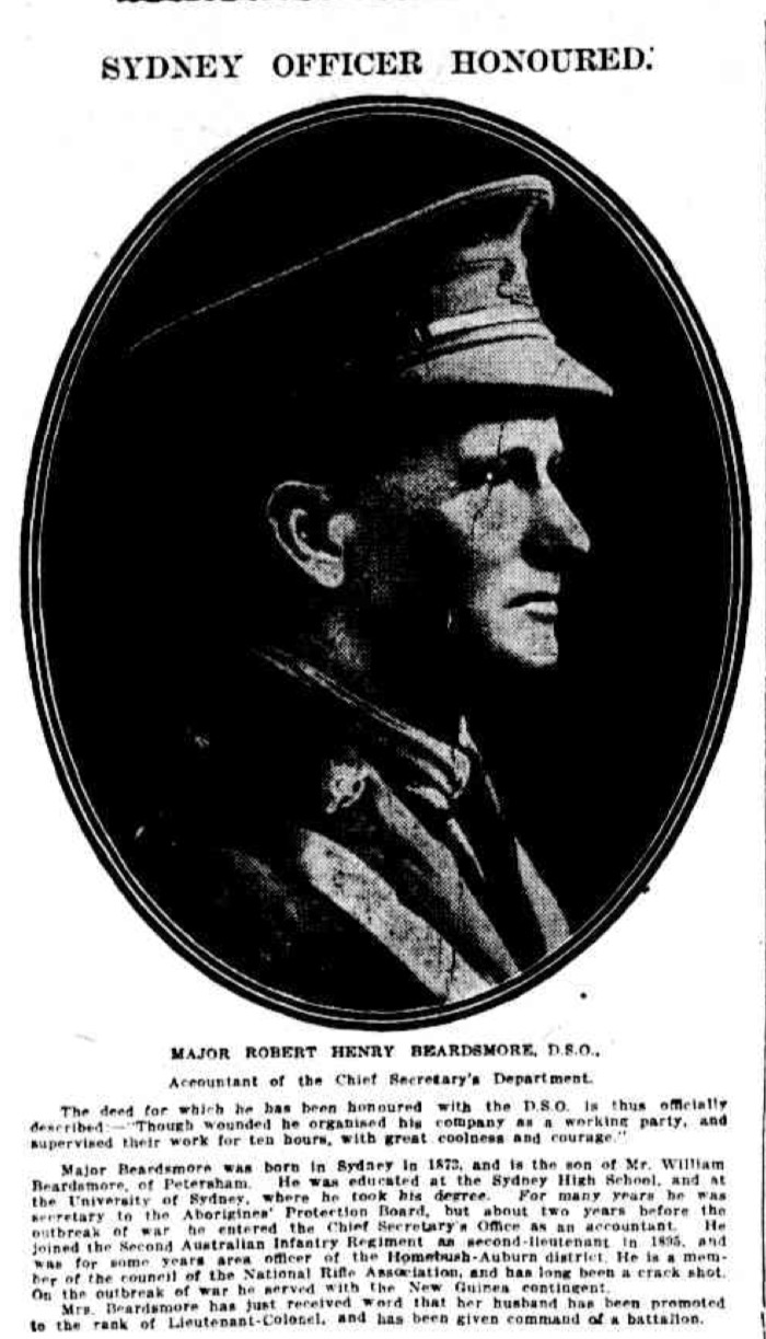 SYDNEY OFFICER HONOURED. (1916, October 4). The Sydney Morning Herald (NSW : 1842 - 1954), p. 7. Retrieved December 13, 2024, from http://nla.gov.au/nla.news-article15696345